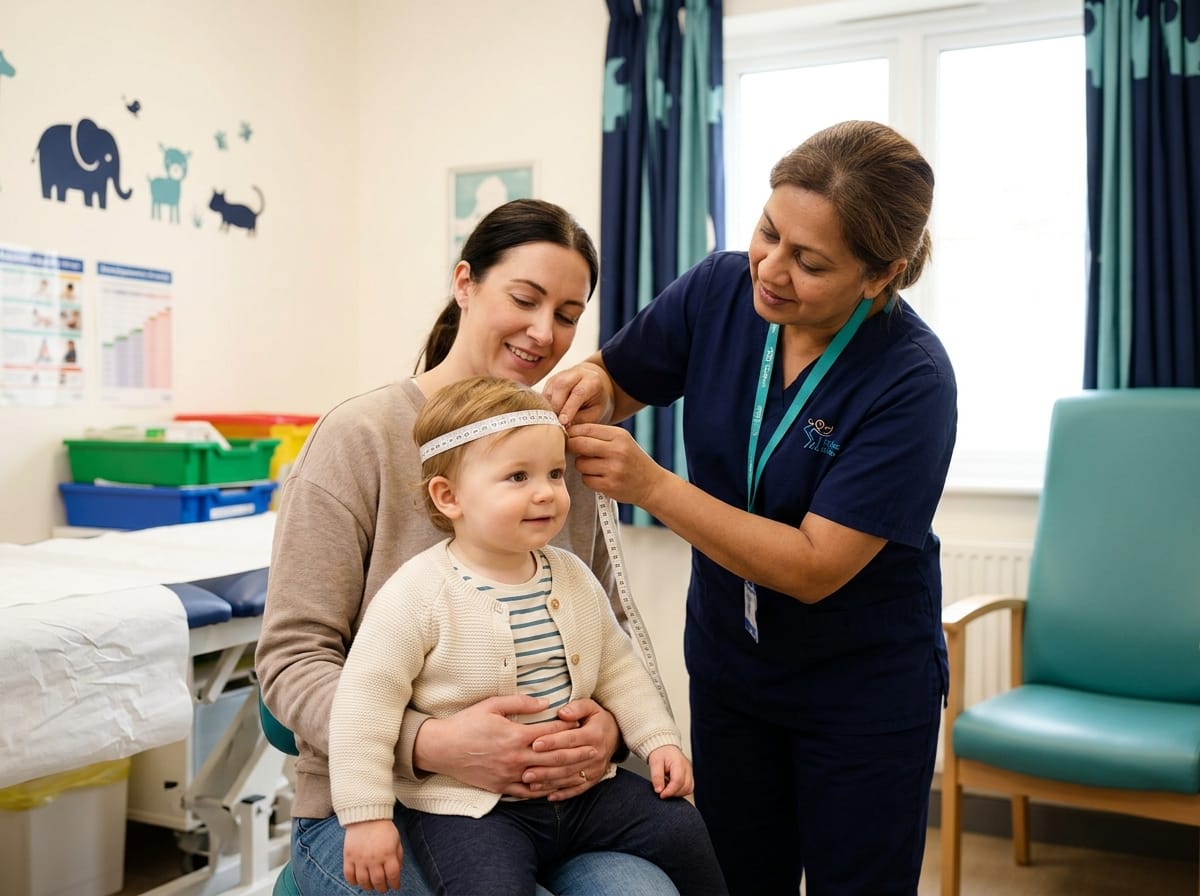 Toddler with hydrocephalus showing early warning signs including bulging fontanelle