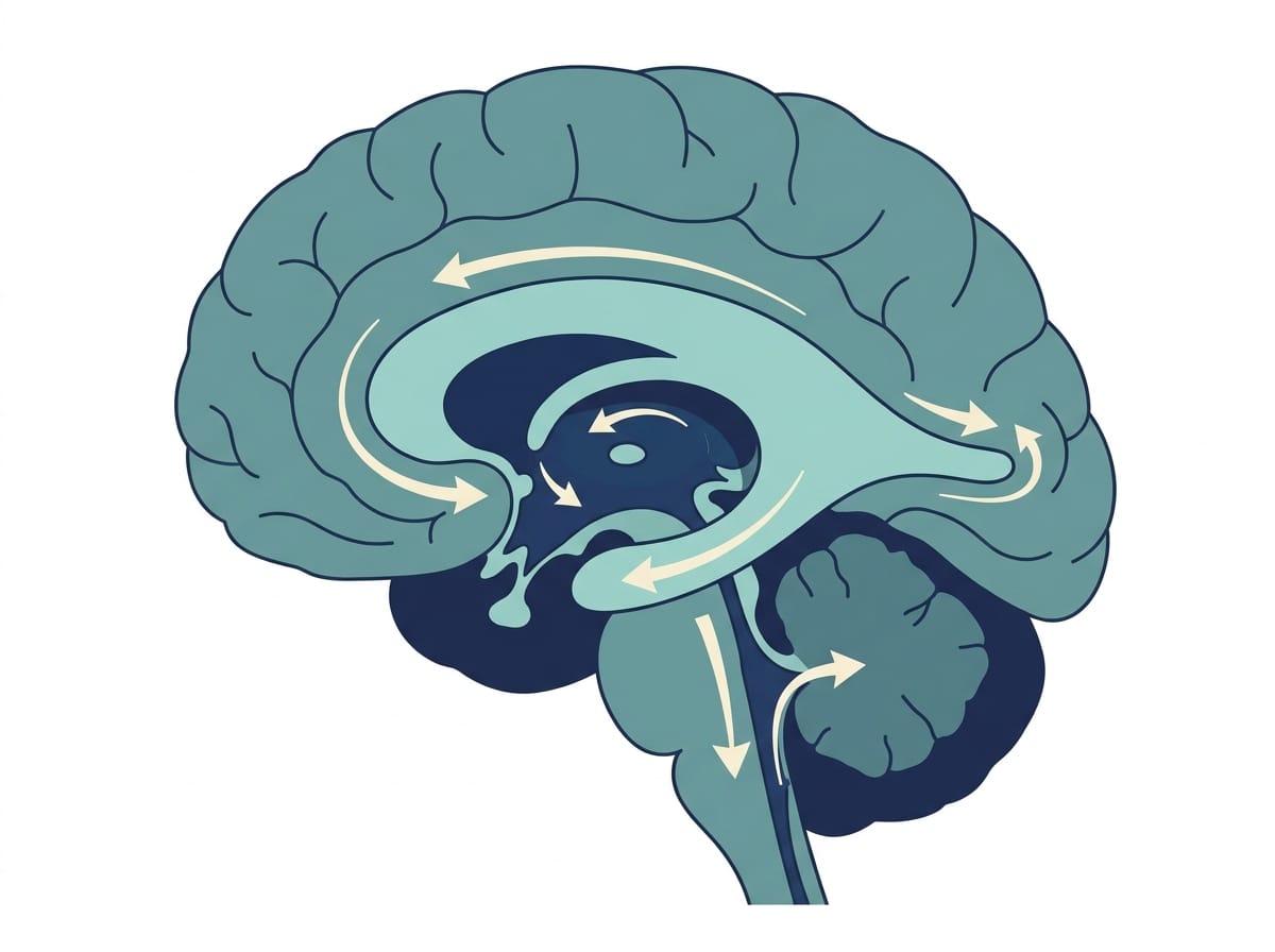 Illustration comparing communicating and non-communicating hydrocephalus — brain ventricles and CSF flow pathways