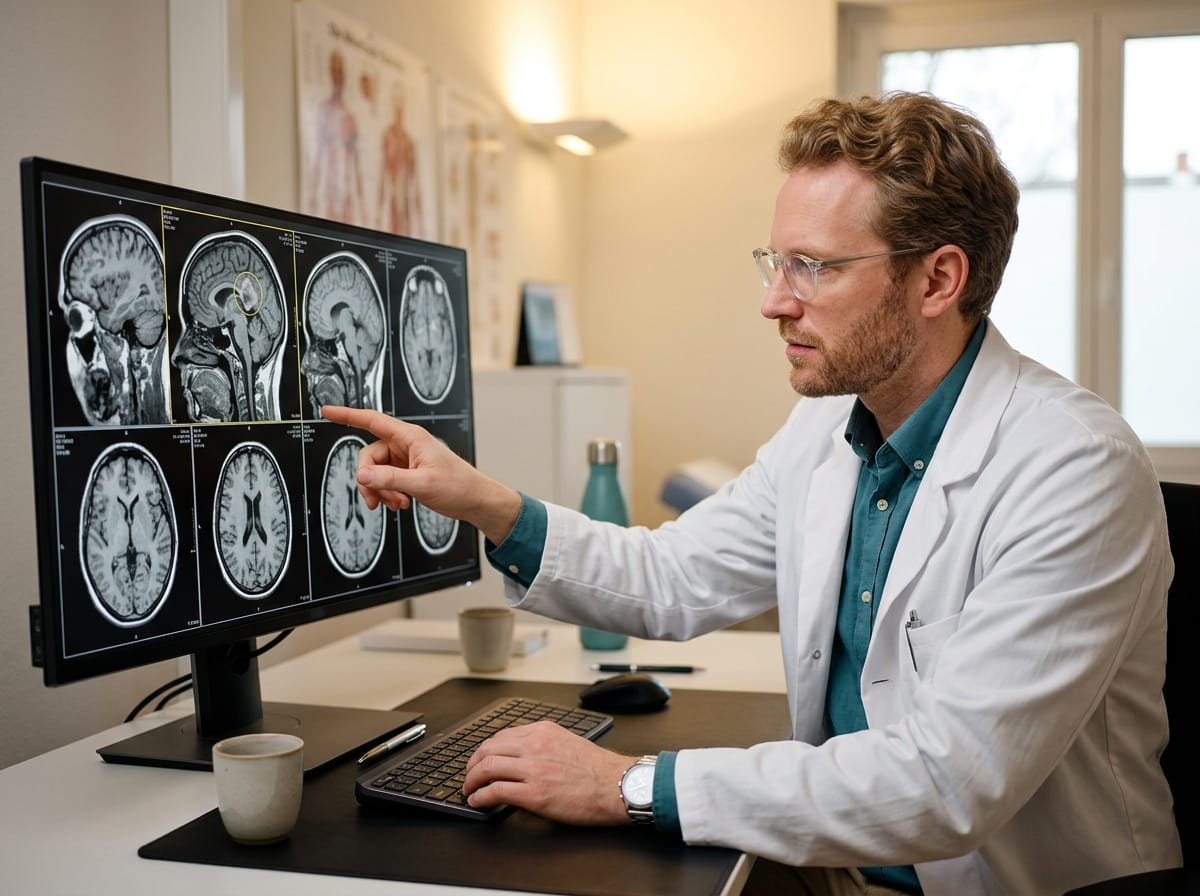 CT scan images of a child's brain showing ventricular enlargement — hydrocephalus diagnosis imaging