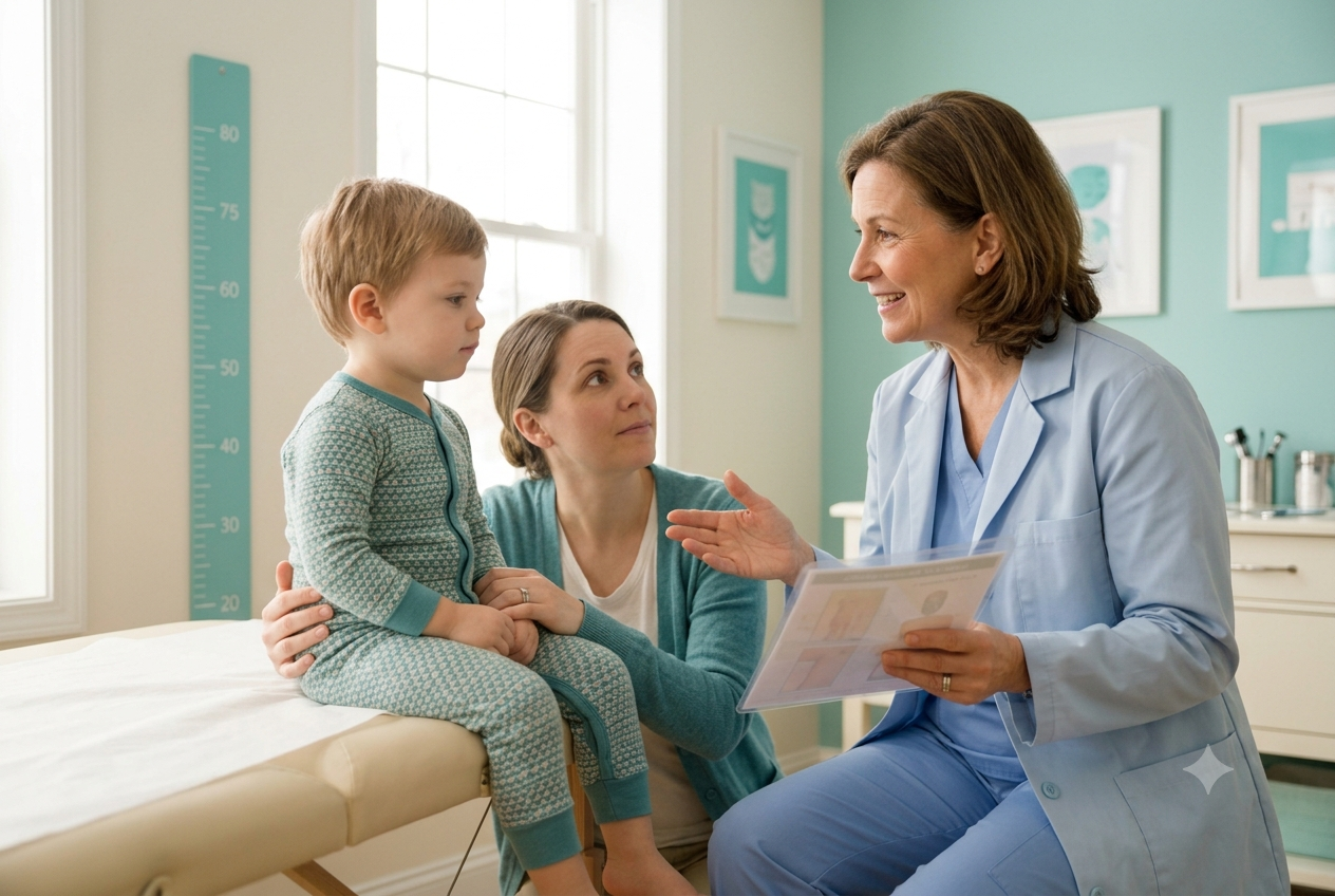 South Asian mother carefully giving liquid medication to toddler with medicine dropper