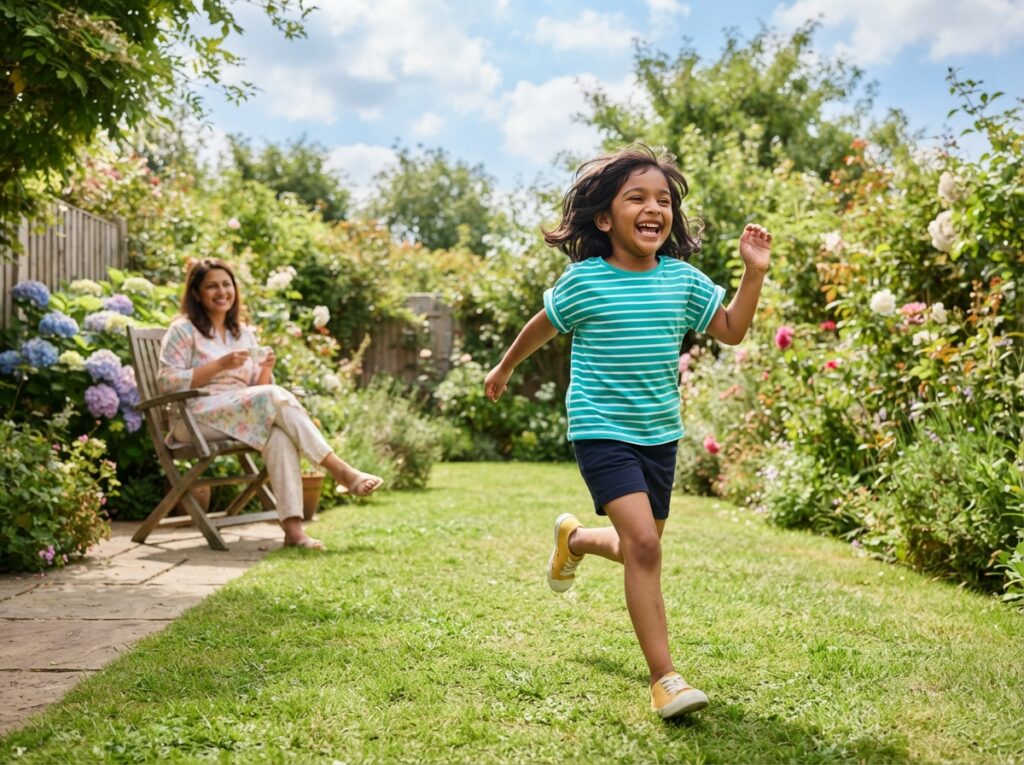 Child recovered from shunt infection running freely in garden