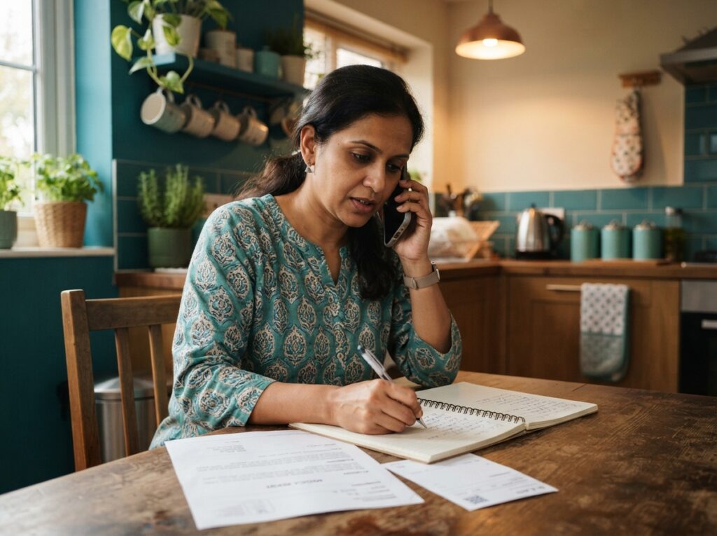 Parent writing notes while researching epilepsy diagnosis at home