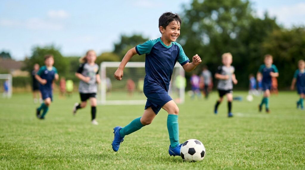 Sports with a VP shunt — a child playing football confidently