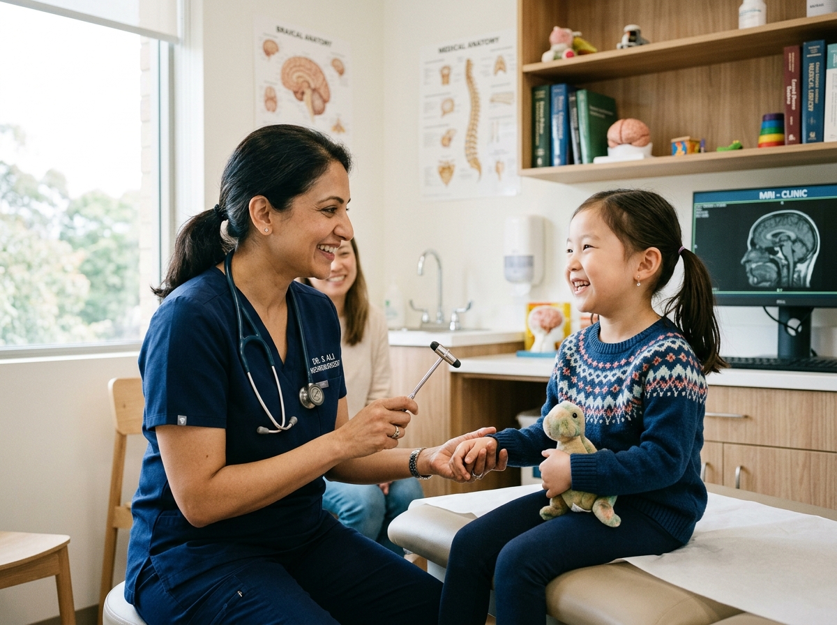 Child having check-up with neuro…