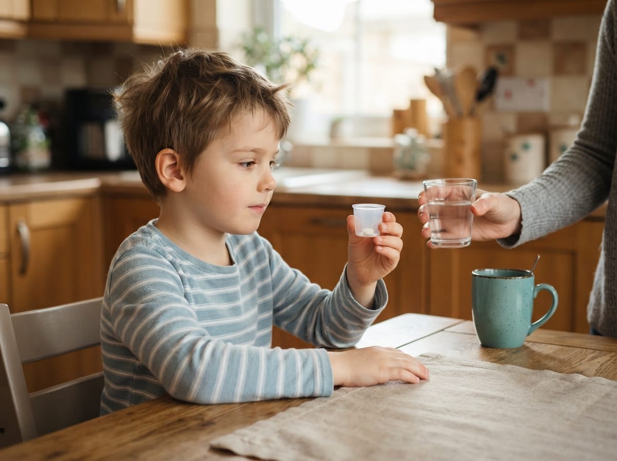 epilepsy medication stopping children — child taking medicine calmly at home