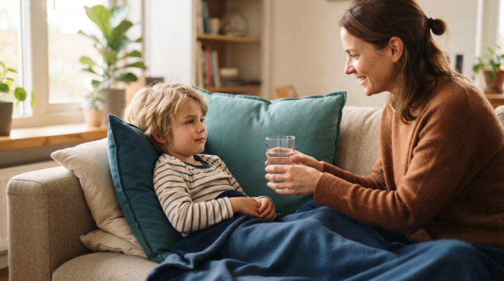 Child resting on sofa