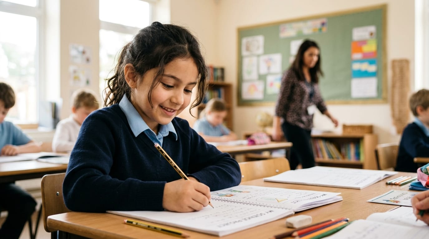A child with epilepsy learning confidently in a mainstream classroom