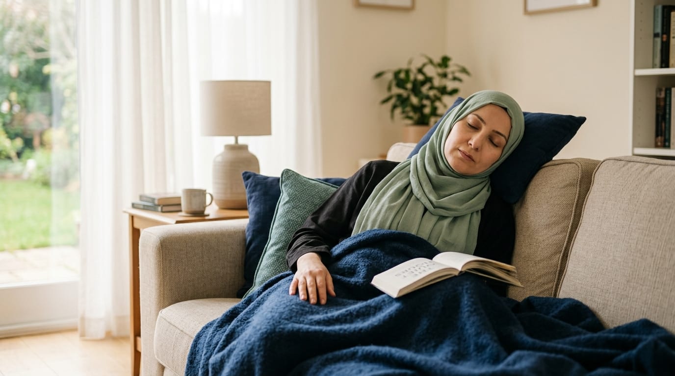 A caregiver finally able to rest during respite care