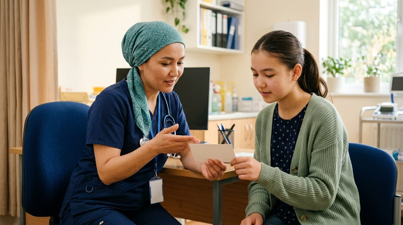 A teenager learning their own shunt details before adult care transfer