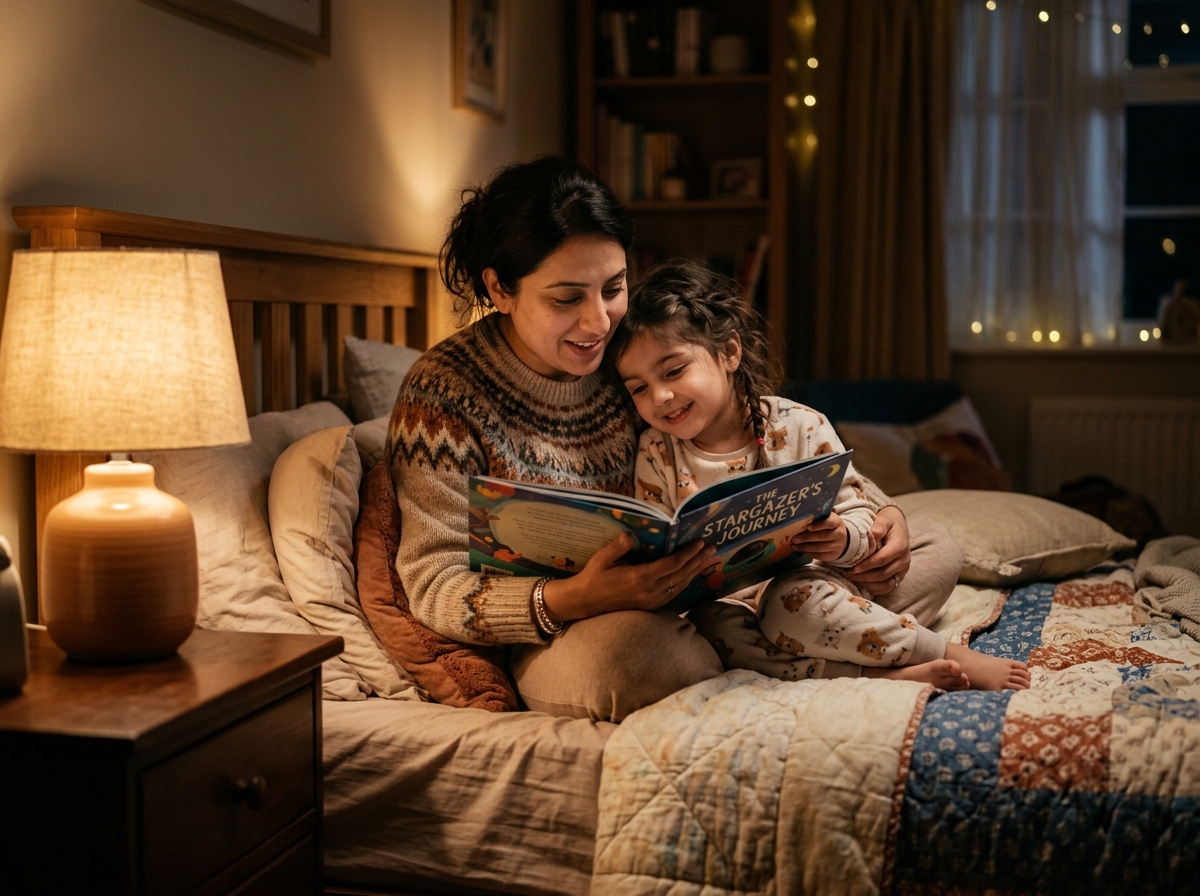 Parent and child reading book