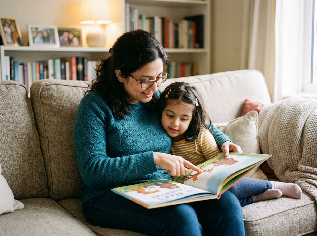 Parent reading picture book