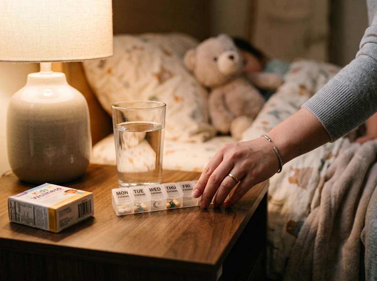 Parent setting out evening medic…