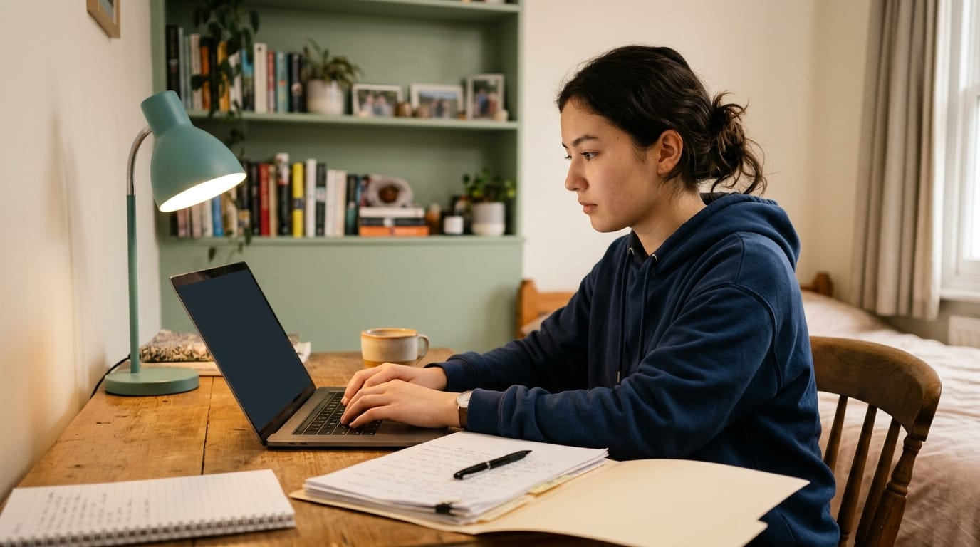 A young adult preparing their own medical summary before transition