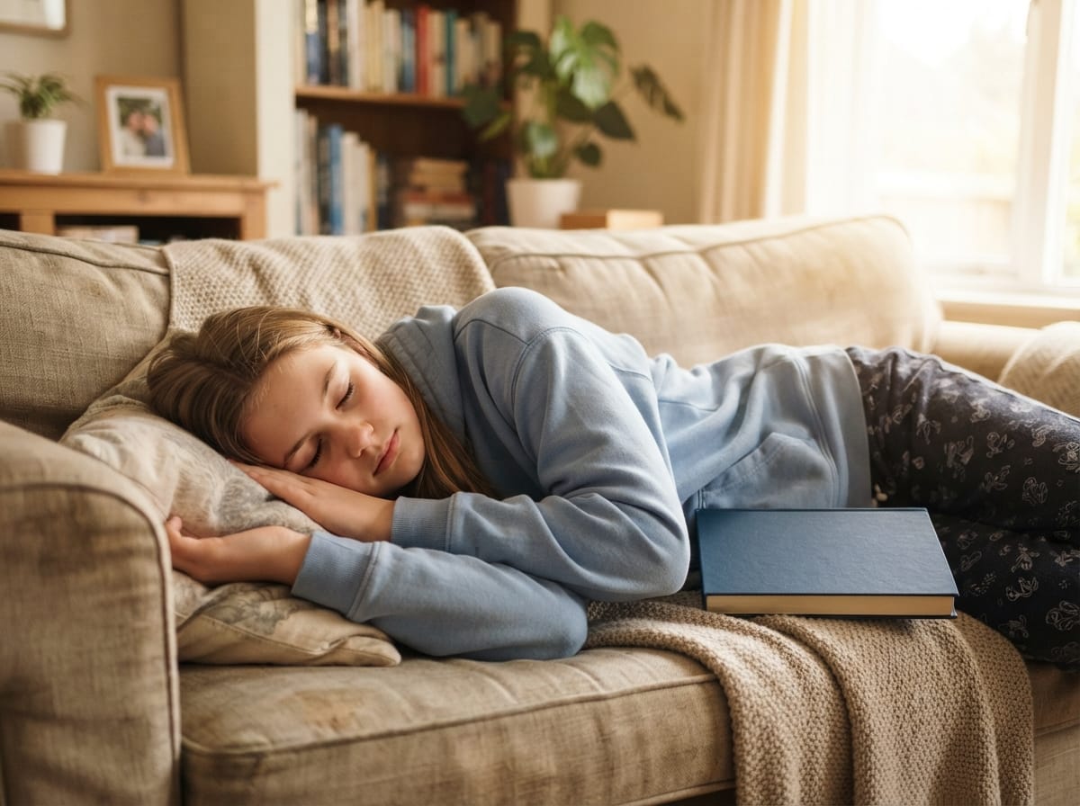 epilepsy and puberty — teenager resting quietly at home with eyes closed