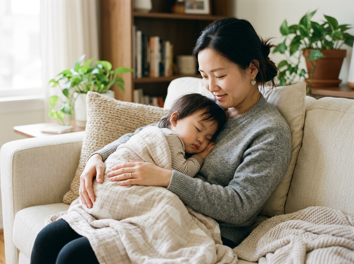 Toddler resting on parent lap