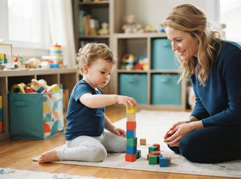 hydrocephalus developmental prognosis — child playing with blocks, parent supervising