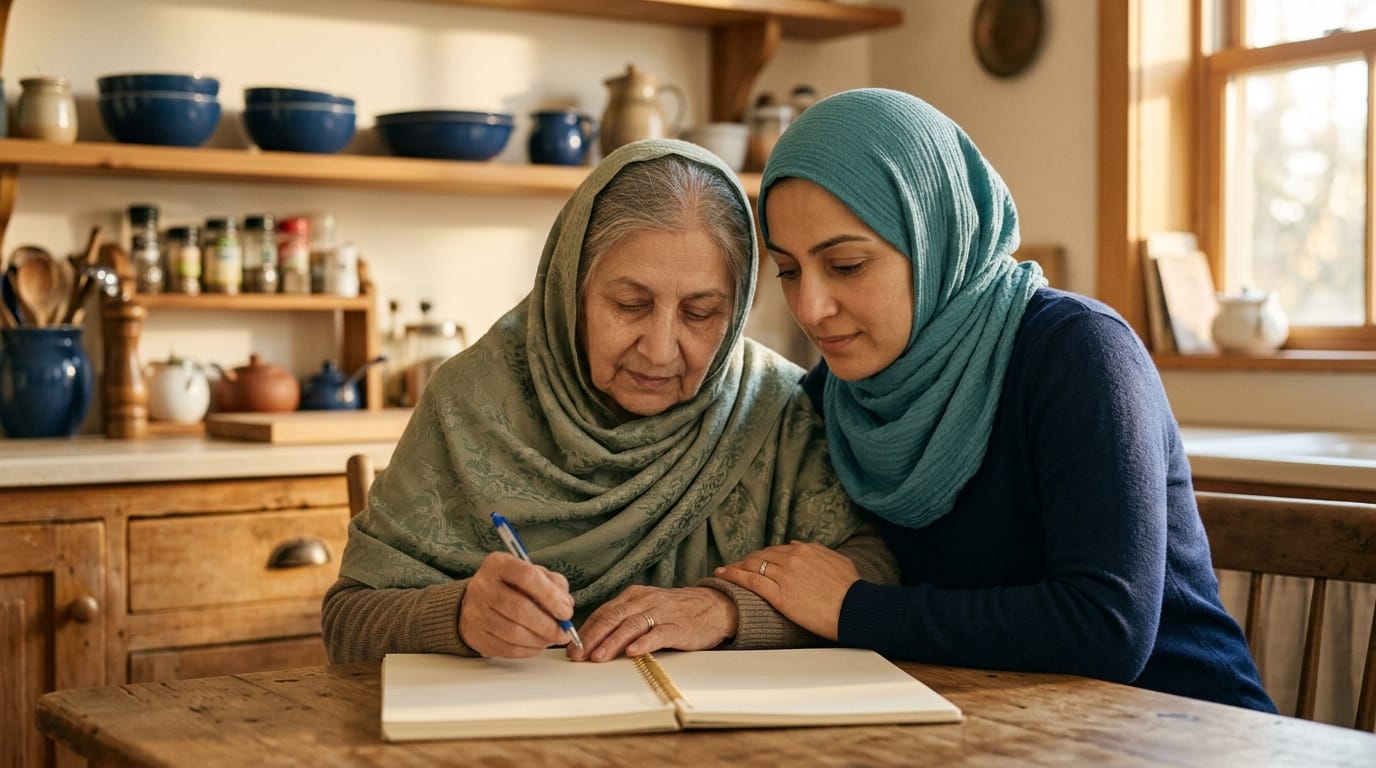 Water on the brain in elderly adults — a daughter and mother discussing symptoms together