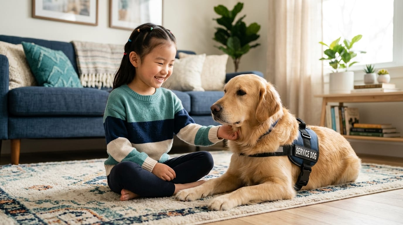 Seizure alert dog with child who has epilepsy