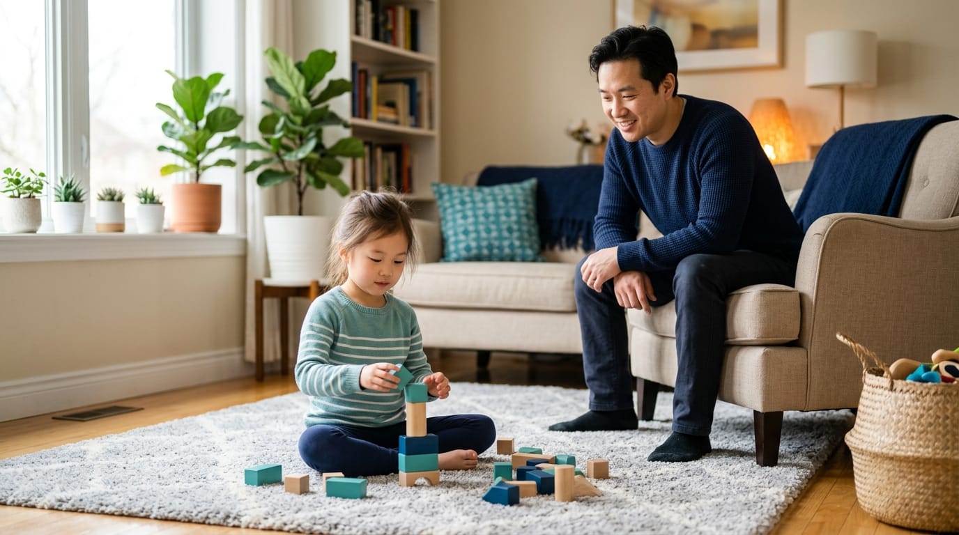 Child with managed epilepsy syndrome playing safely at home