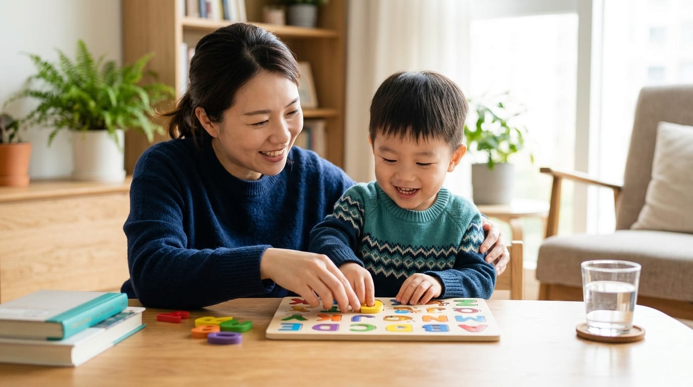 Child playing with a puzzle at daycare