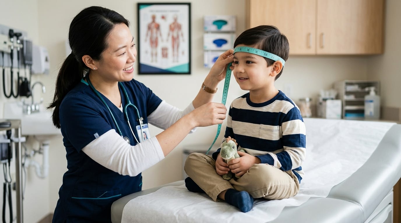 Child receiving a routine medical examination