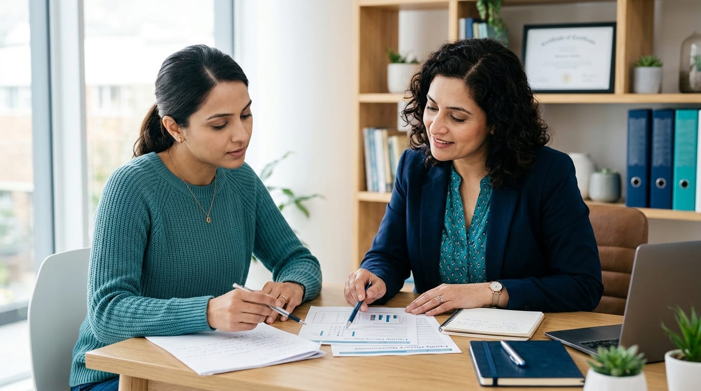 Parent reviewing paperwork while building an insurance appeal